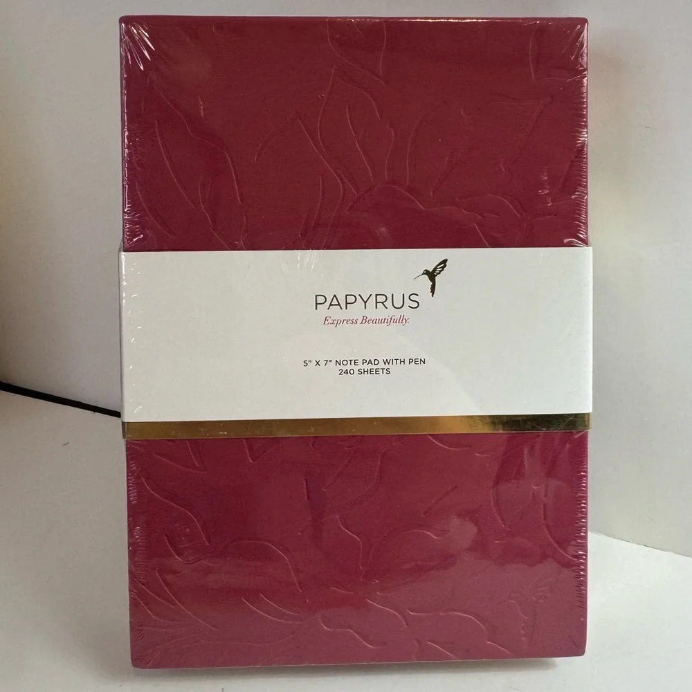 Papyrus Burgundy Note Pad with Pen